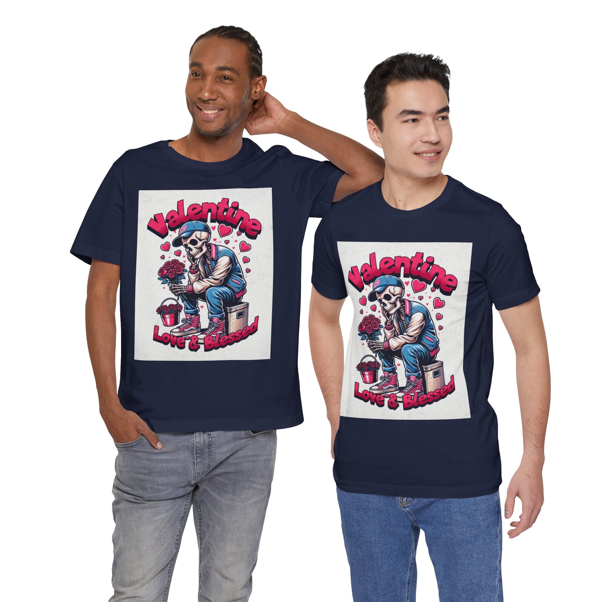 Valentine Skull T-Shirt – "Love & Blessed" Gothic Valentine Tee