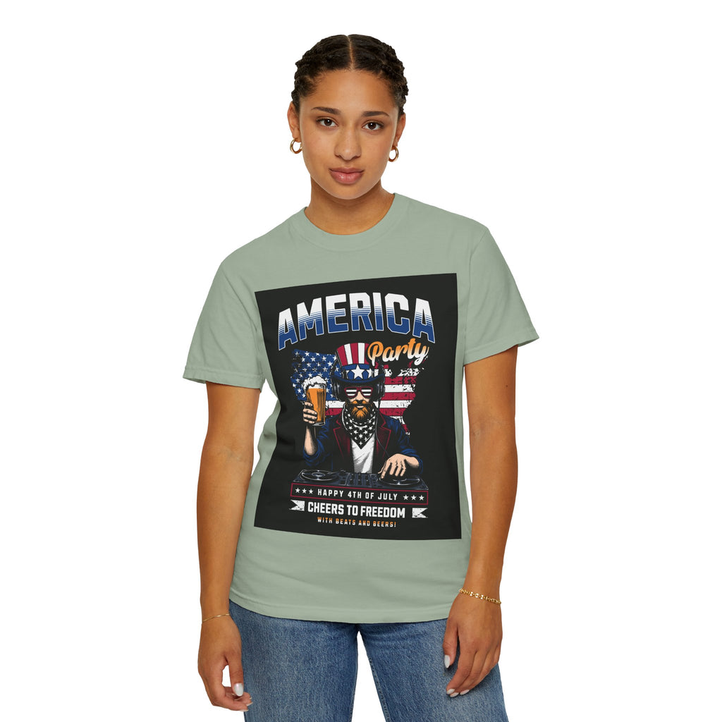 America Party T-Shirt — Cheers to Freedom 4th of July Patriotic Tee