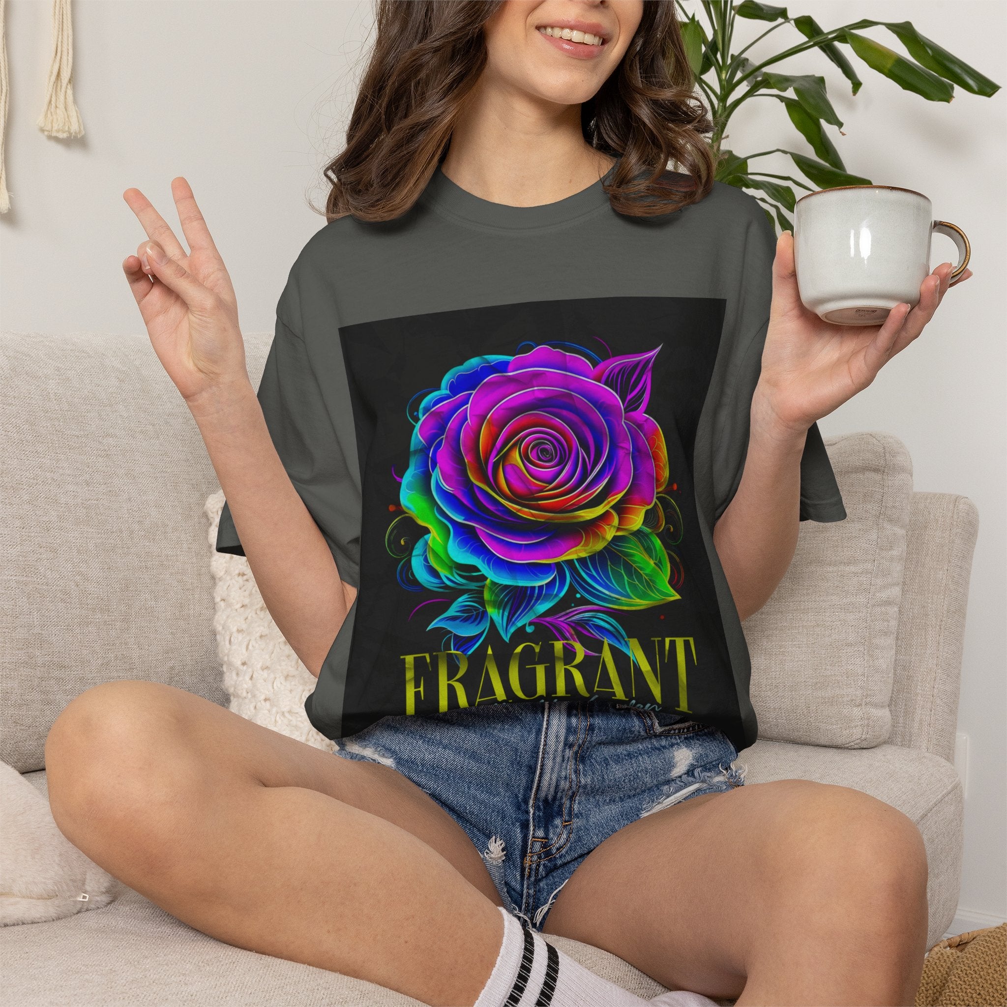 Fragrant Rainbow Rose T-Shirt — Vibrant Floral Graphic Tee