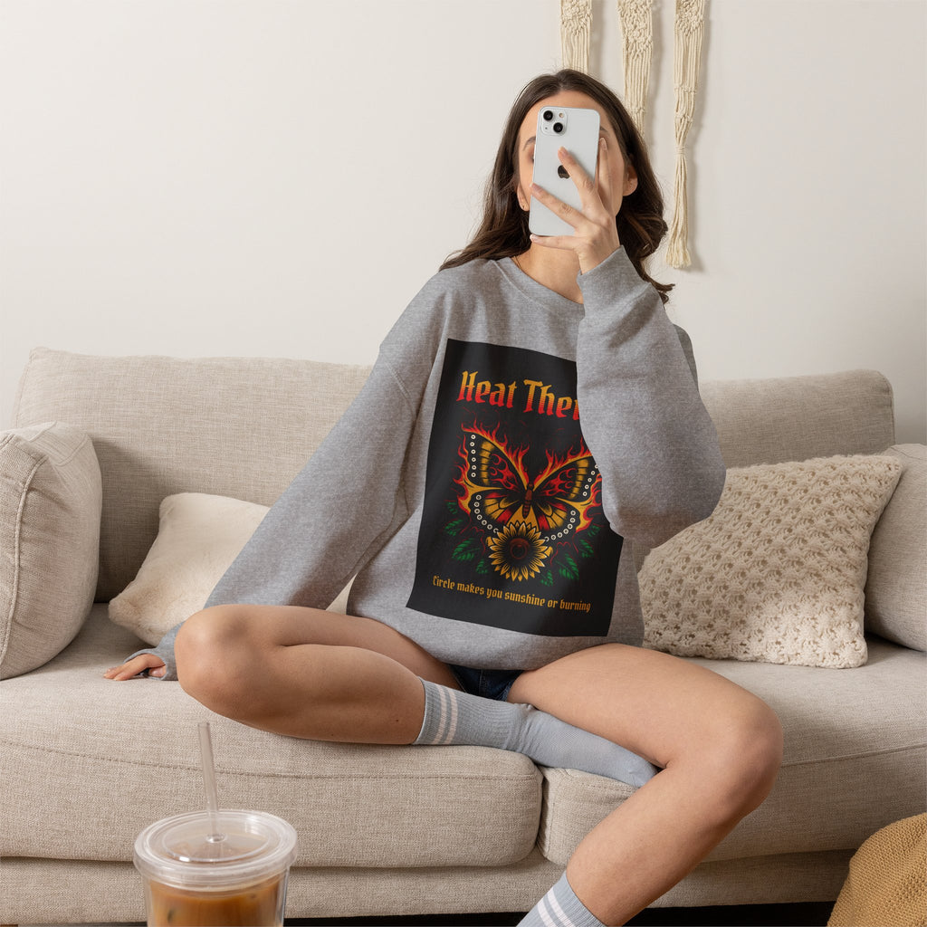Heat Therapy Crewneck Sweatshirt — Butterfly Flame Graphic