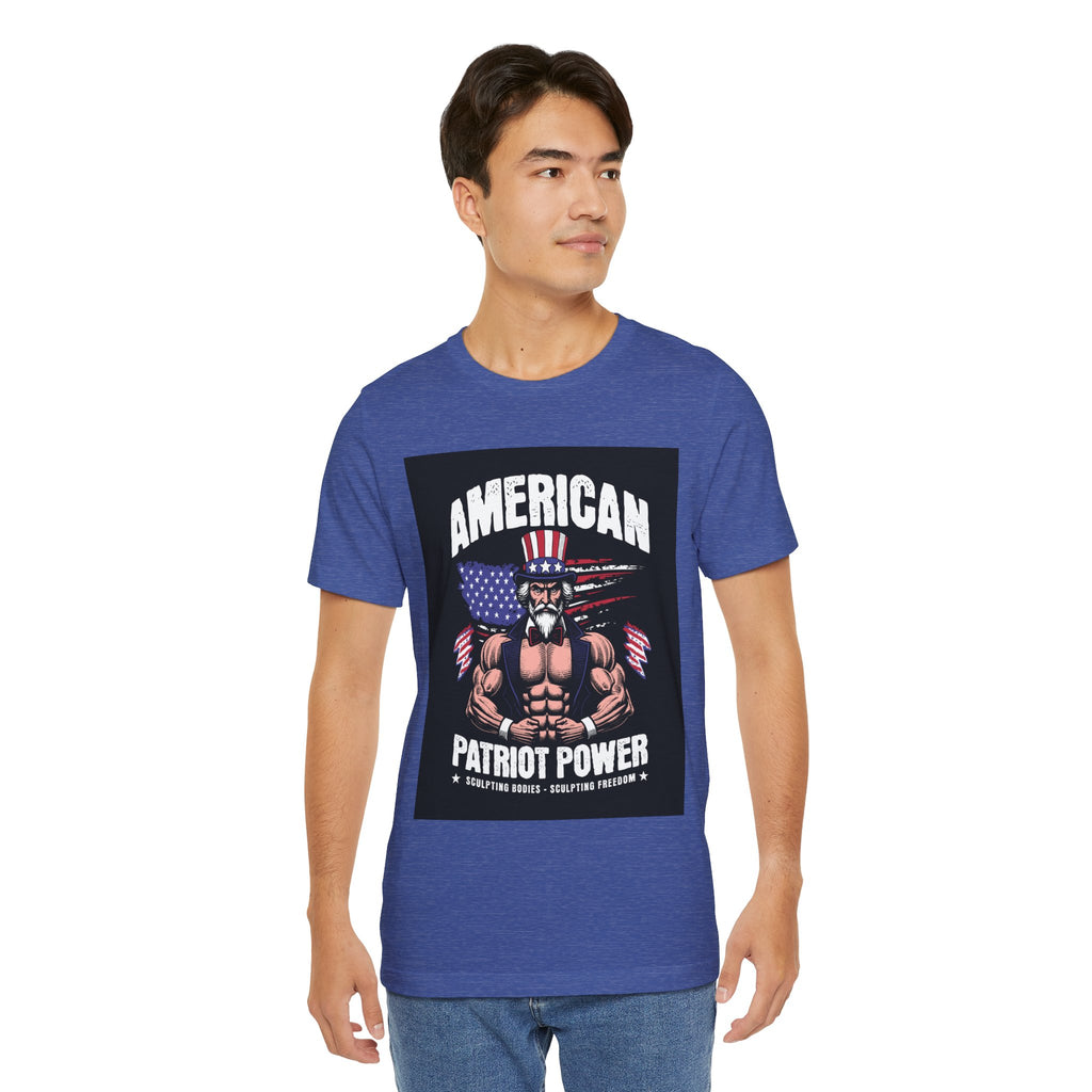 Patriot Power T-Shirt — American Flag Uncle Sam Muscle Graphic Tee