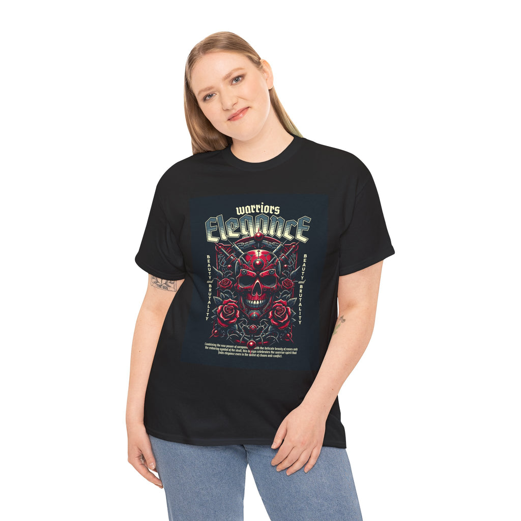 Warriors Electric Skull T‑Shirt — Red Skull & Roses Rock Graphic Tee
