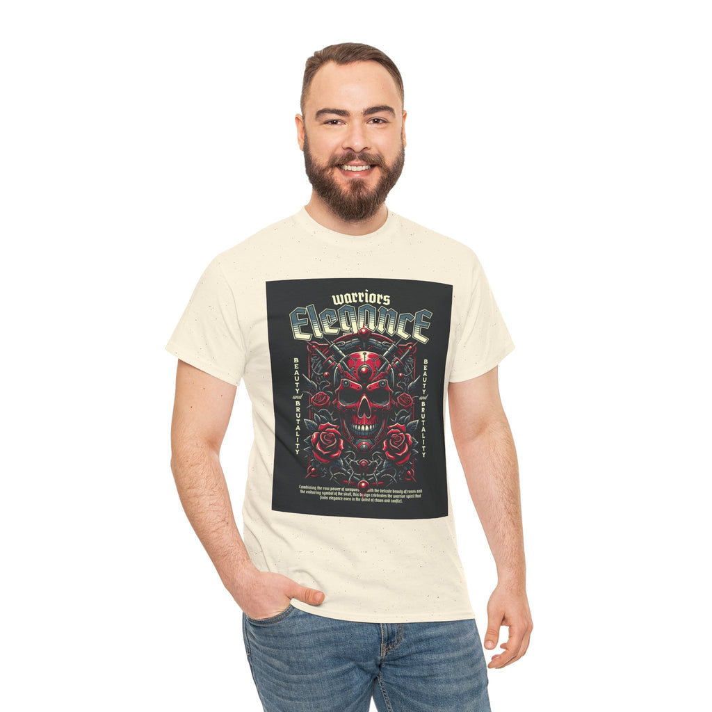 Warriors Electric Skull T‑Shirt — Red Skull & Roses Rock Graphic Tee