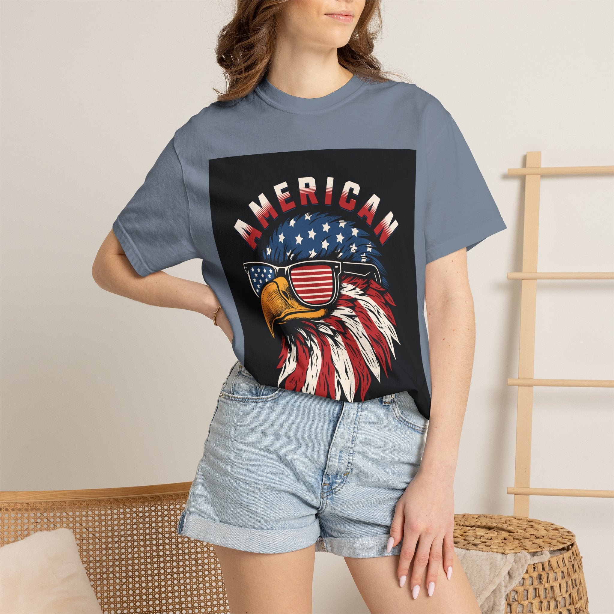 American Eagle Sunglasses T-Shirt — Patriotic USA Flag Graphic