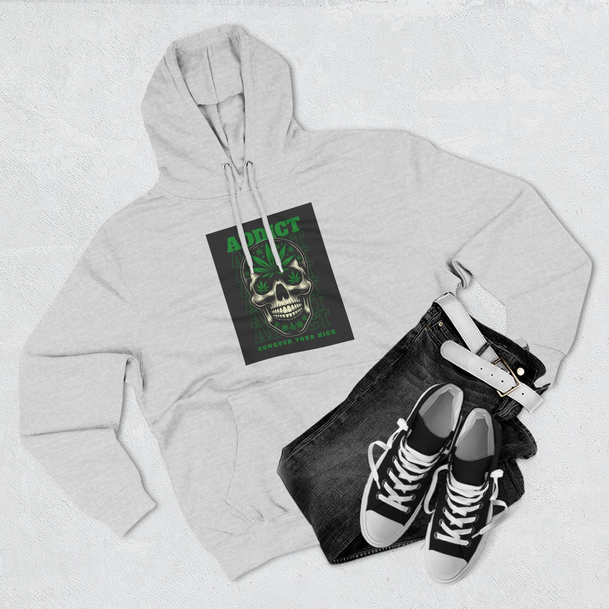Skull & Snake Hoodie — "Addict" Graphic Pullover