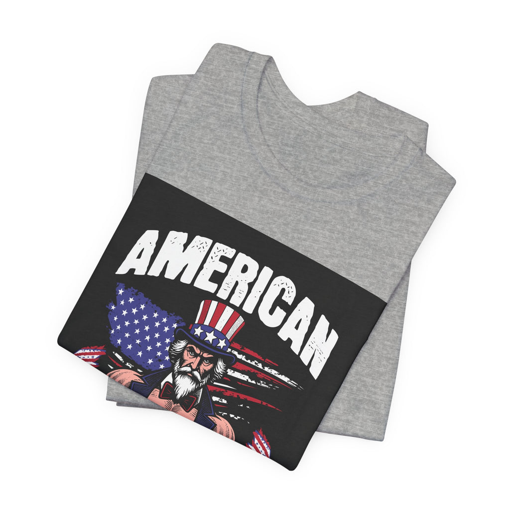 Patriot Power T-Shirt — American Flag Uncle Sam Muscle Graphic Tee