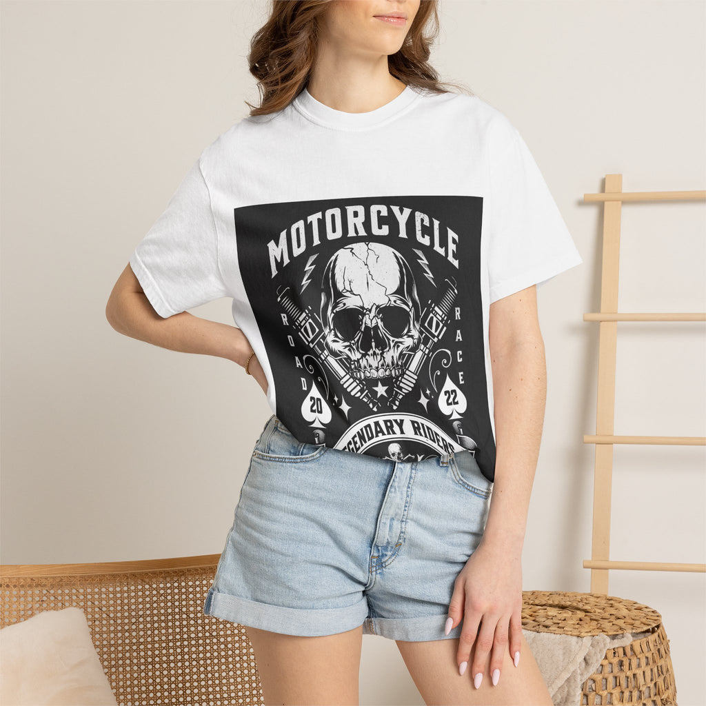 Motorcycle Skull Tee — "Legendary Riders" Vintage Biker Graphic T-Shirt