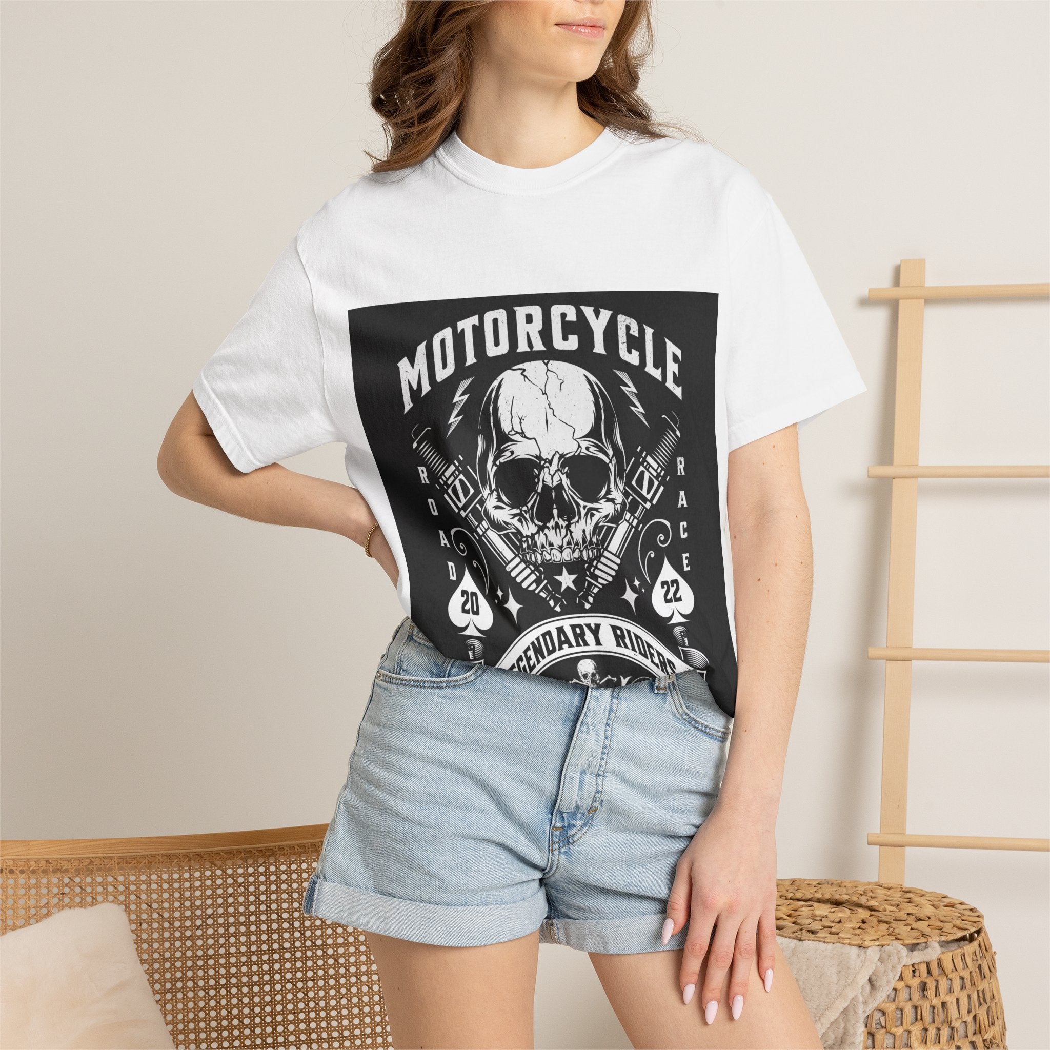 Motorcycle Skull Tee — "Legendary Riders" Vintage Biker Graphic T-Shirt