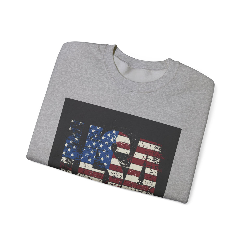 Made in America Flag Crewneck Sweatshirt — USA Vintage Patriotic Pullover