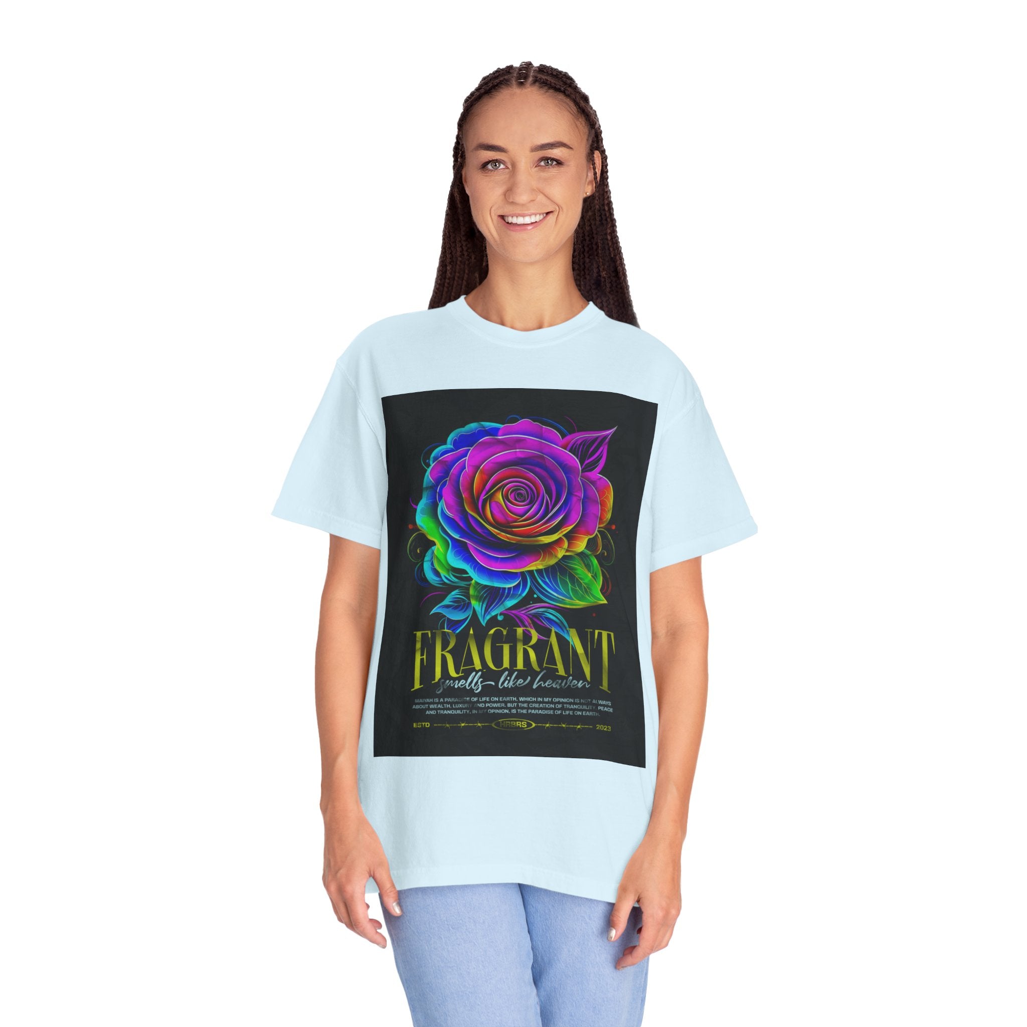 Fragrant Rainbow Rose T-Shirt — Vibrant Floral Graphic Tee