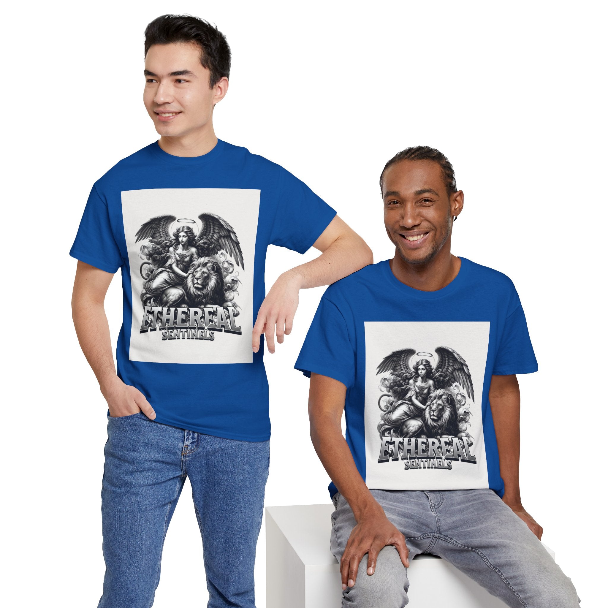 Angel & Lion Graphic Tee — "Ethereal" Vintage Gothic Streetwear