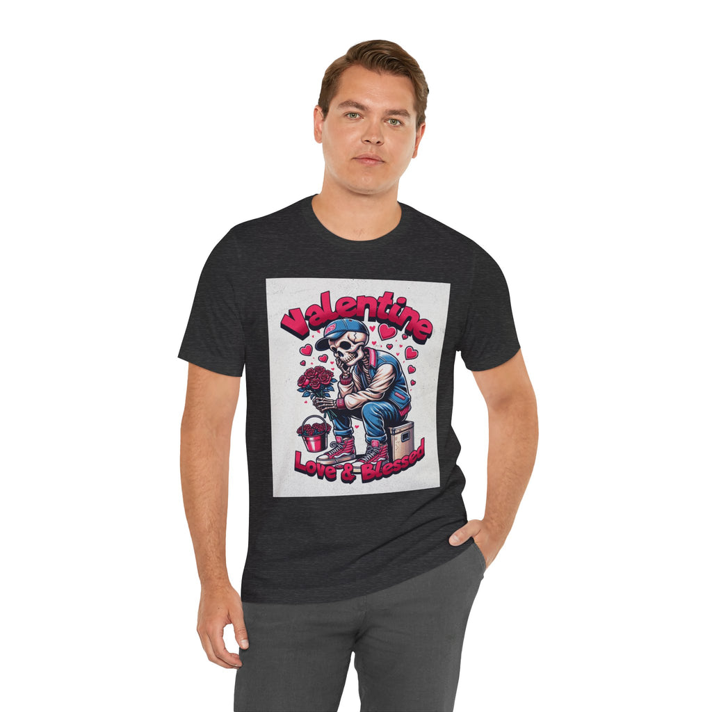 Valentine Skull T-Shirt – "Love & Blessed" Gothic Valentine Tee