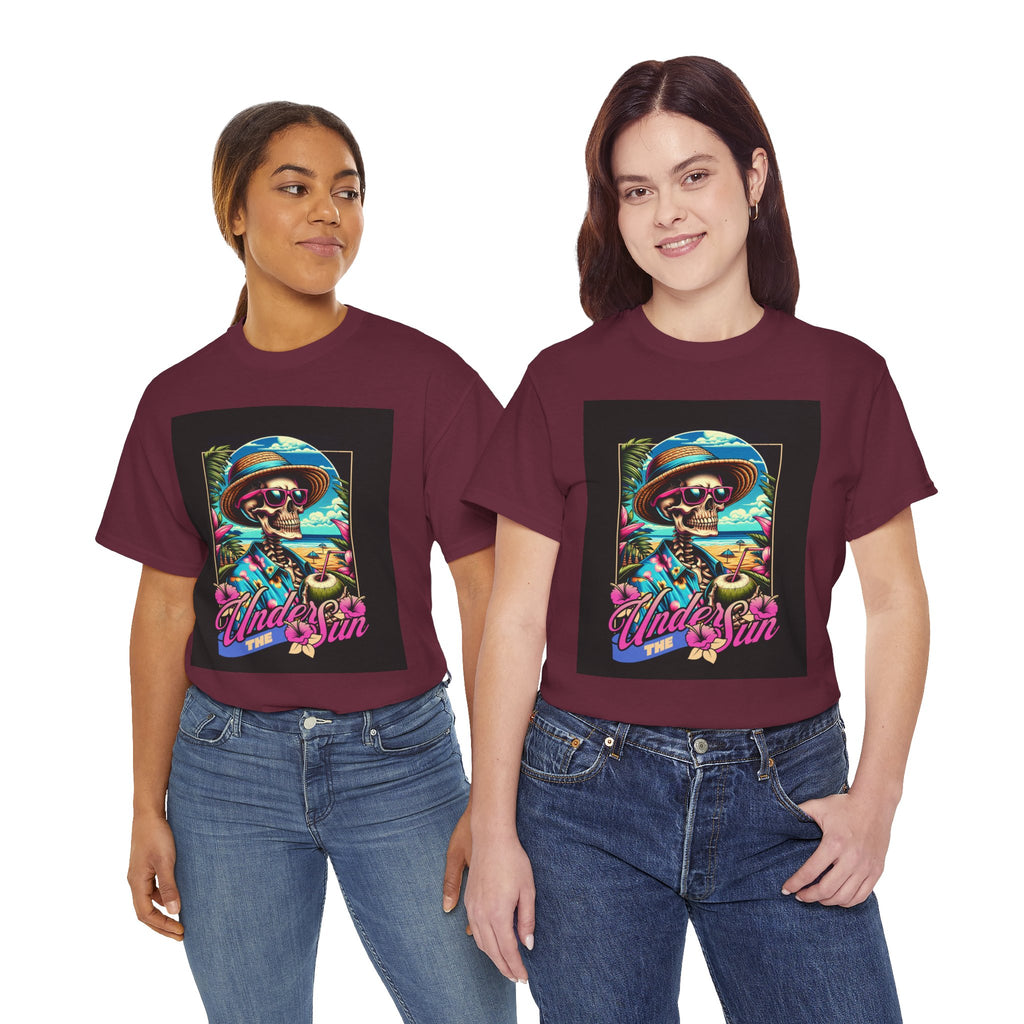 Skull Beach Tee — "Under the Sun" Retro Surf Graphic T-Shirt