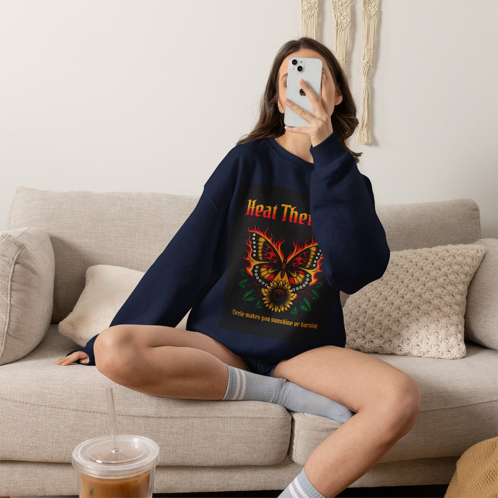 Heat Therapy Crewneck Sweatshirt — Butterfly Flame Graphic