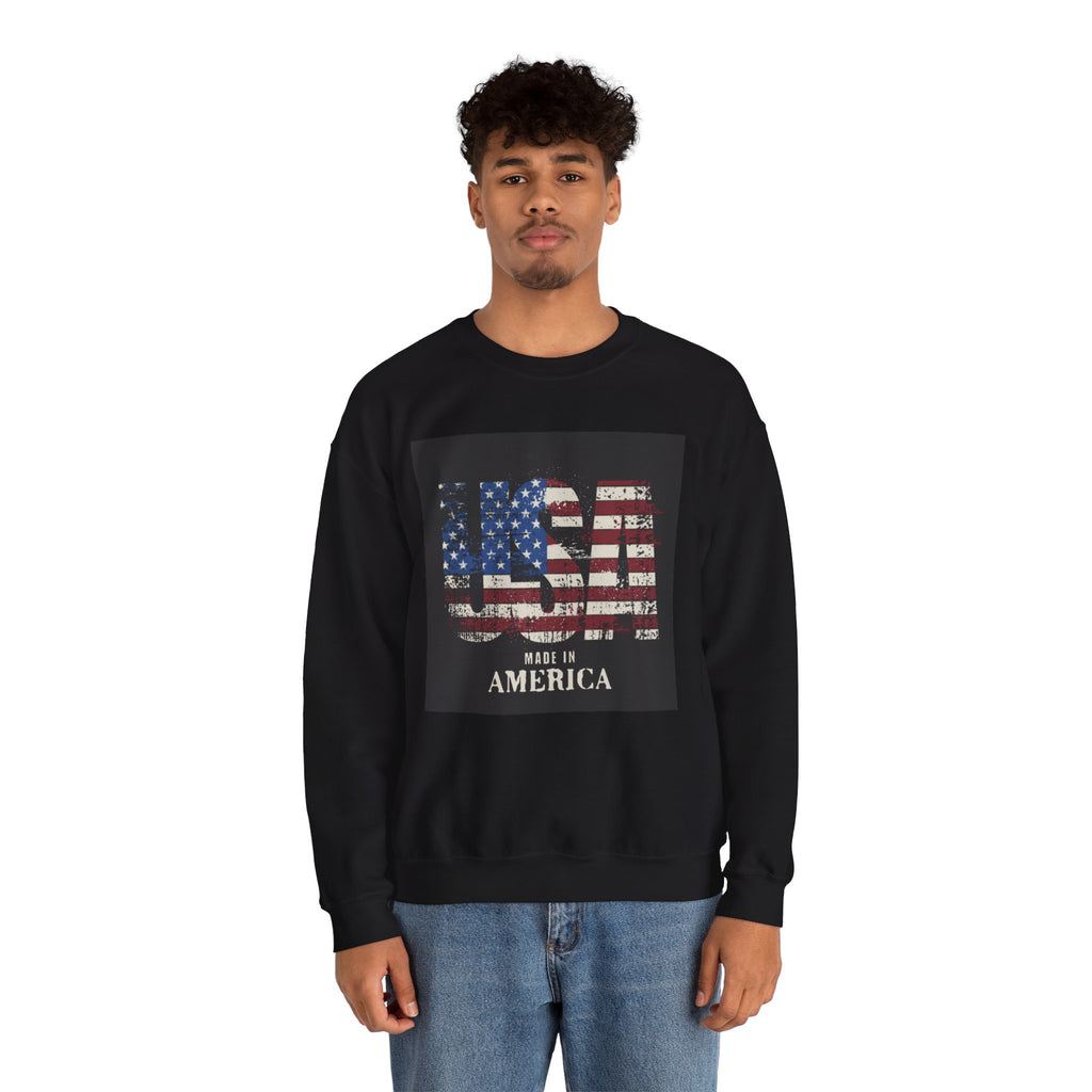 Made in America Flag Crewneck Sweatshirt — USA Vintage Patriotic Pullover