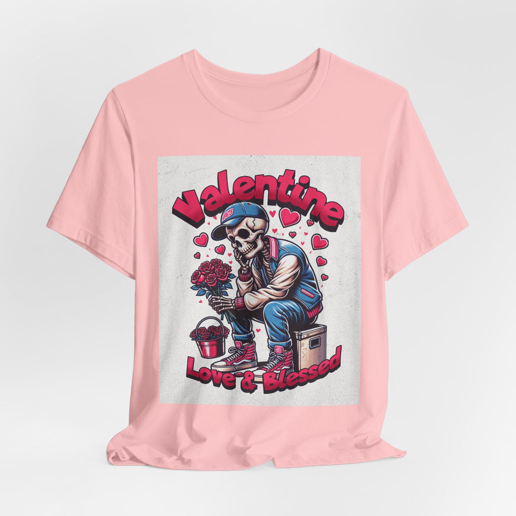 Valentine Skull T-Shirt – "Love & Blessed" Gothic Valentine Tee