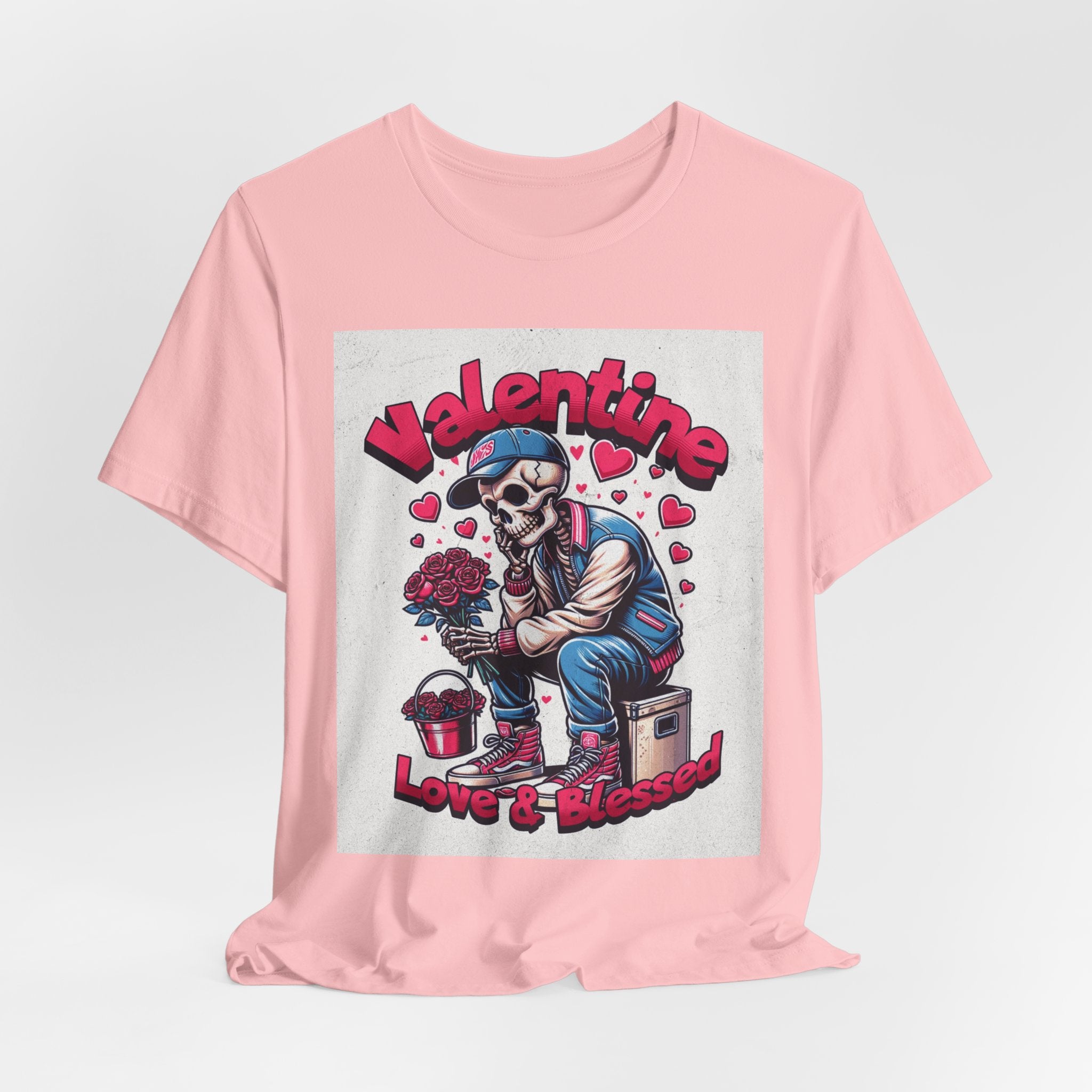 Valentine Skull T-Shirt – "Love & Blessed" Gothic Valentine Tee