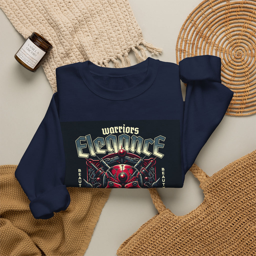 Crewneck Sweatshirt – "Warriors Electric" Skull & Roses Graphic