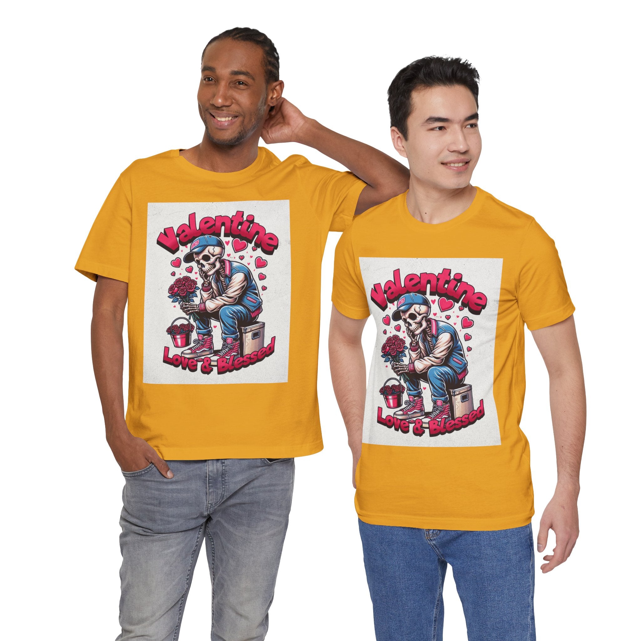 Valentine Skull T-Shirt – "Love & Blessed" Gothic Valentine Tee