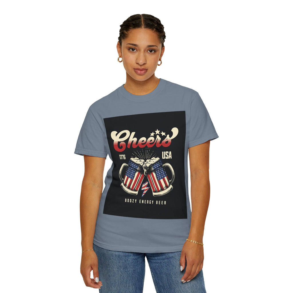 Cheers USA T-Shirt — Patriotic Beer Mugs Graphic Tee (1776)