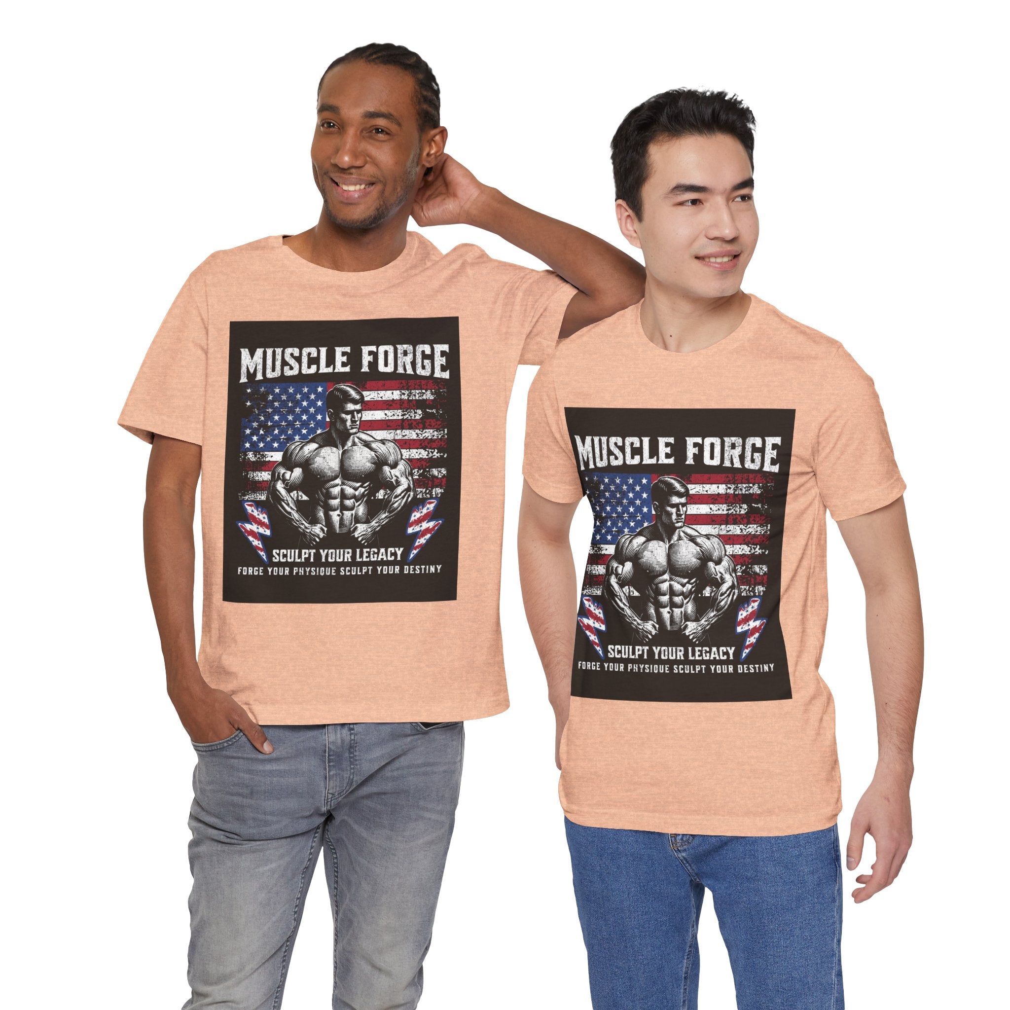Muscle Forge American Flag Gym Tee — "Sculpt Your Legacy" Fitness T-Shirt
