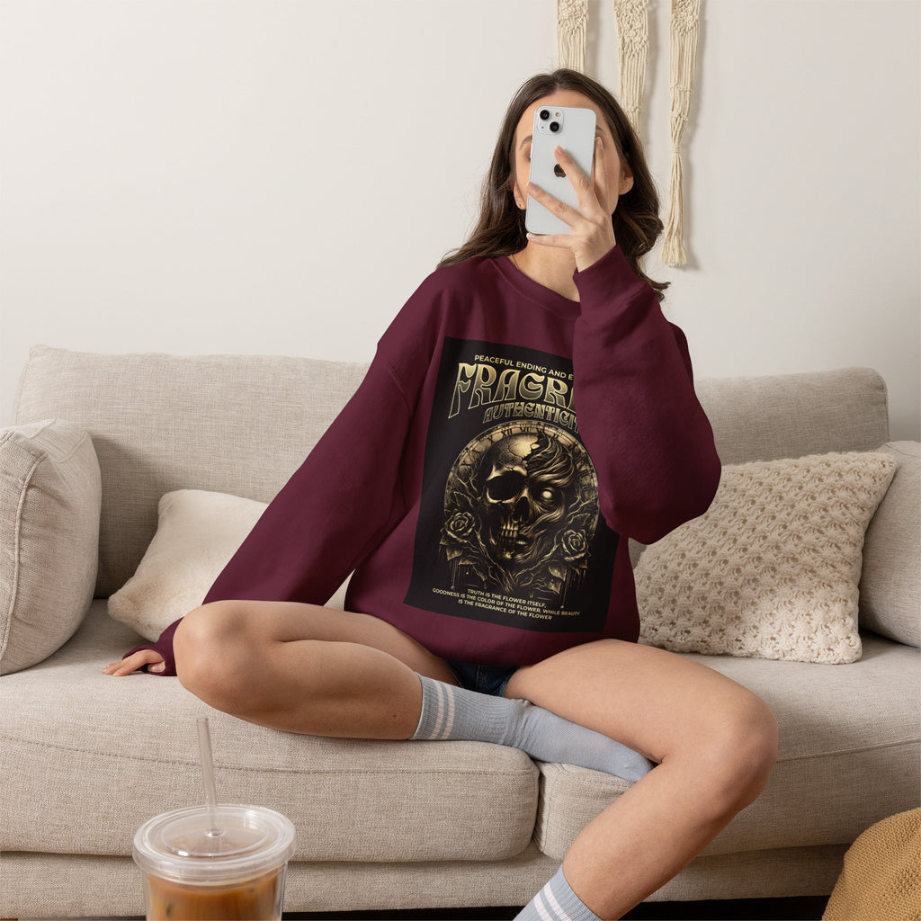 Skull & Roses Crewneck Sweatshirt — “Decrepit” Gothic Graphic