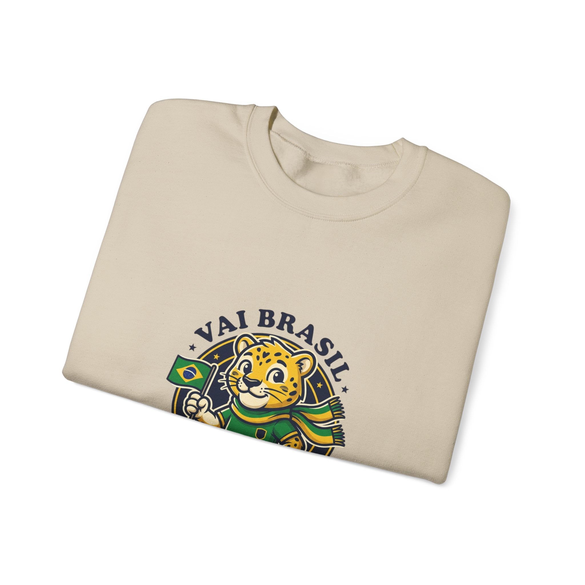 Vai Brasil Tiger Soccer Crewneck Sweatshirt | Brazil Flag, National Pride