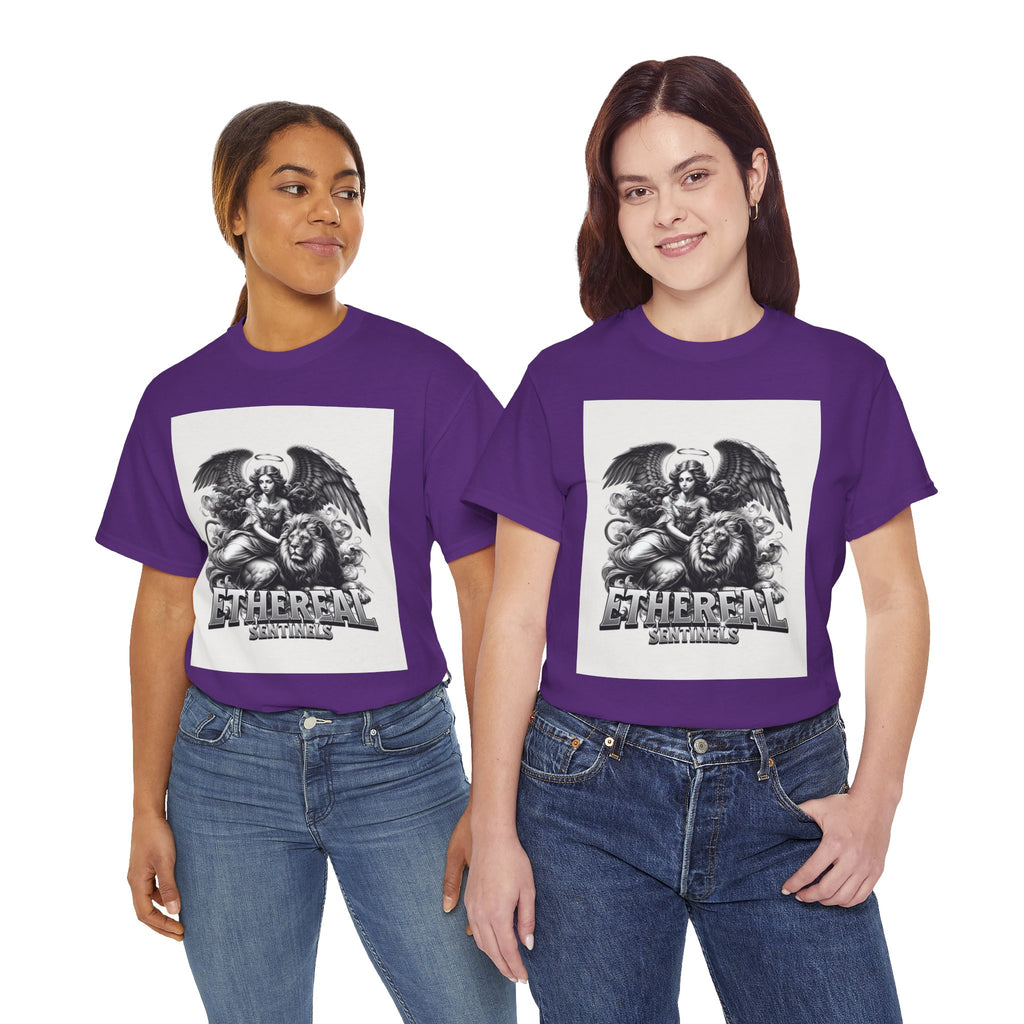 Angel & Lion Graphic Tee — "Ethereal" Vintage Gothic Streetwear