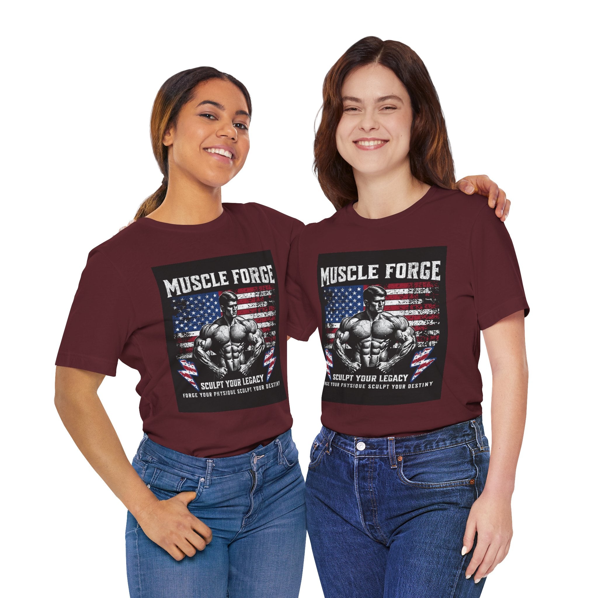 Muscle Forge American Flag Gym Tee — "Sculpt Your Legacy" Fitness T-Shirt