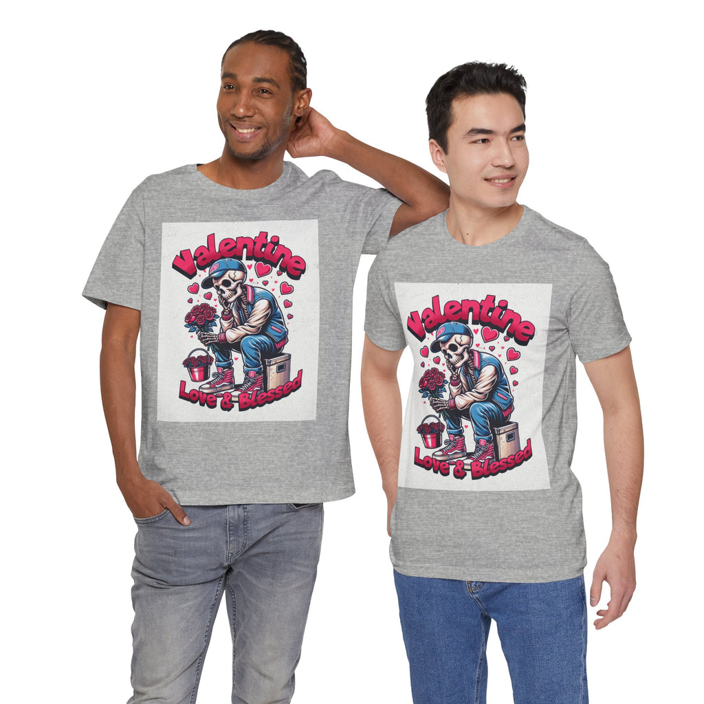 Valentine Skull T-Shirt – "Love & Blessed" Gothic Valentine Tee