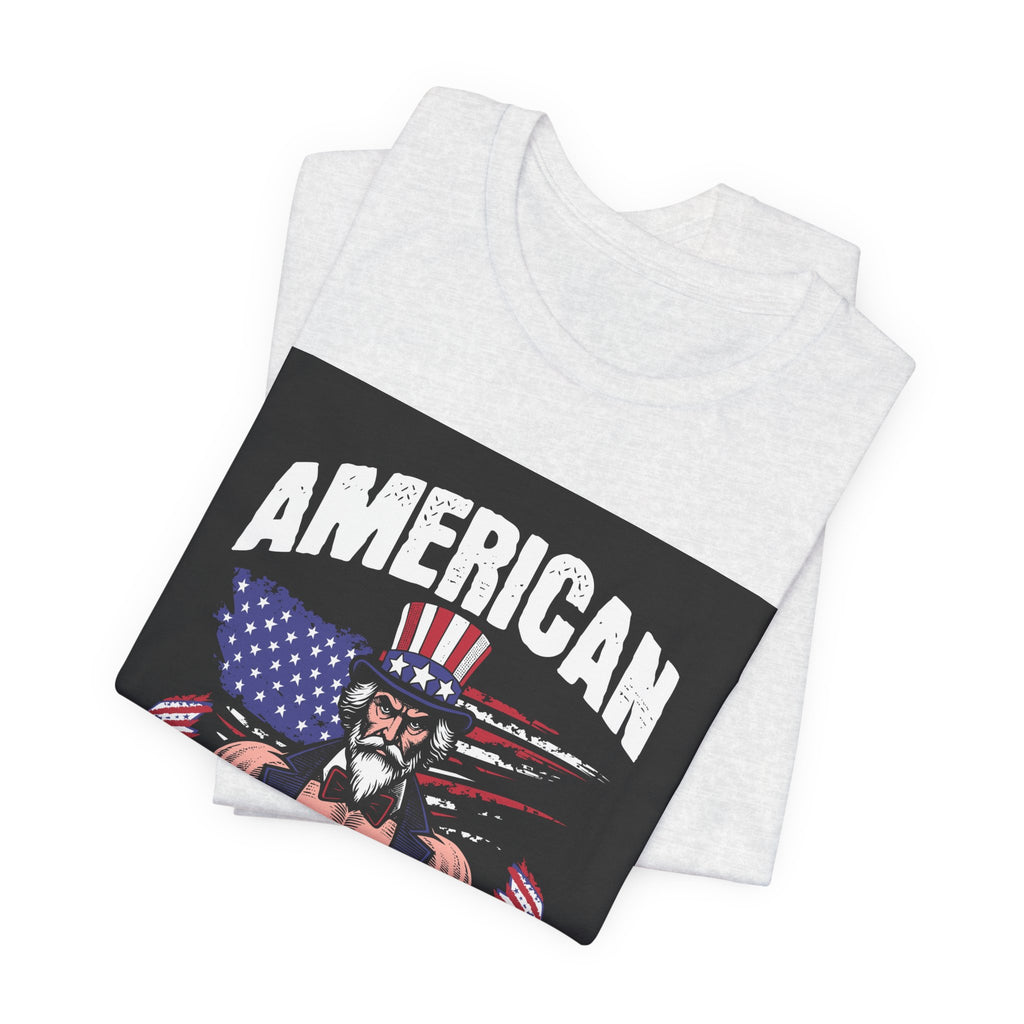 Patriot Power T-Shirt — American Flag Uncle Sam Muscle Graphic Tee