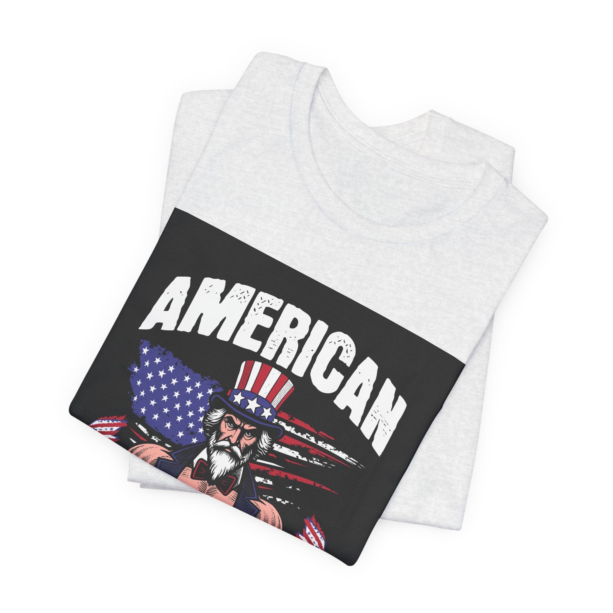Patriot Power T-Shirt — American Flag Uncle Sam Muscle Graphic Tee