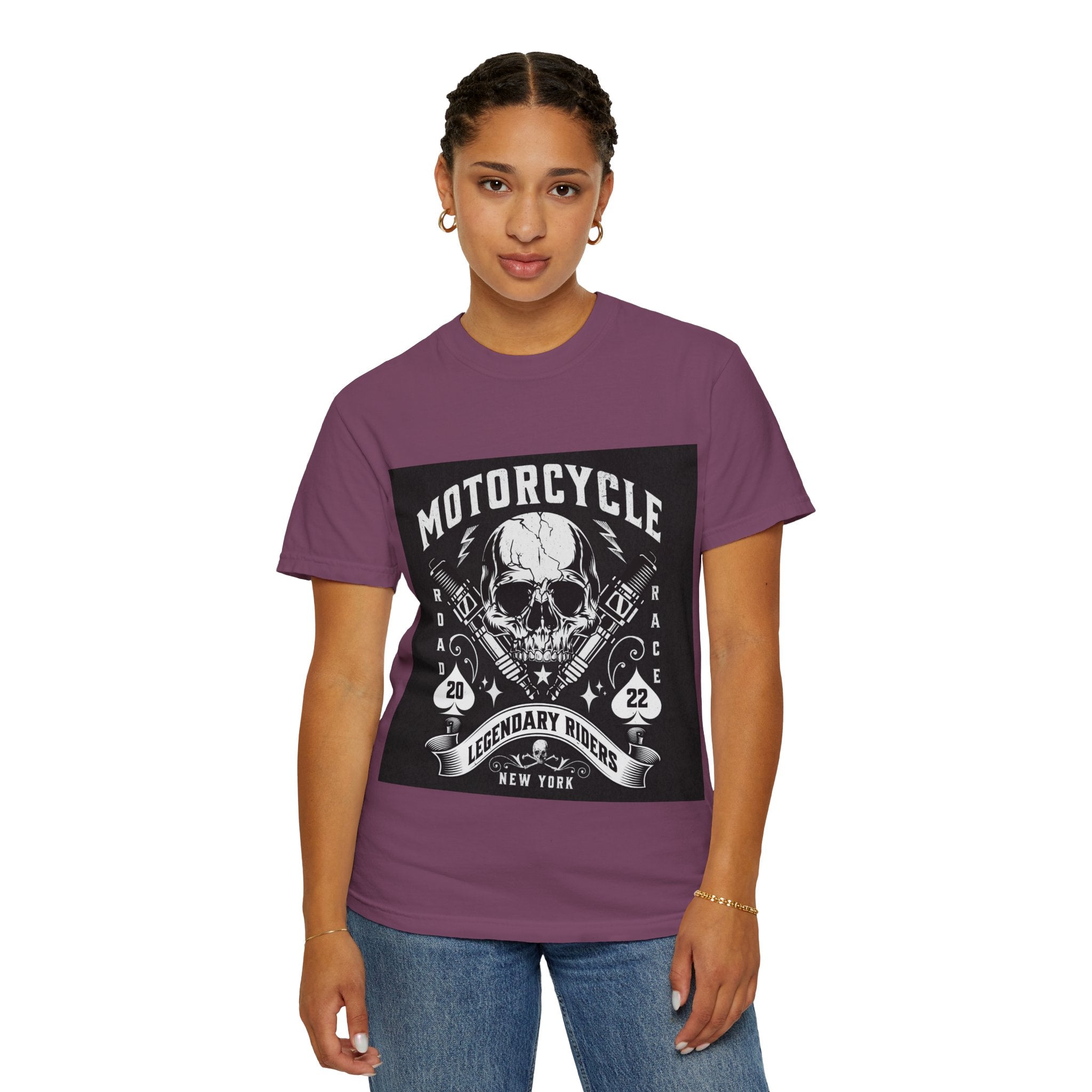 Motorcycle Skull Tee — "Legendary Riders" Vintage Biker Graphic T-Shirt