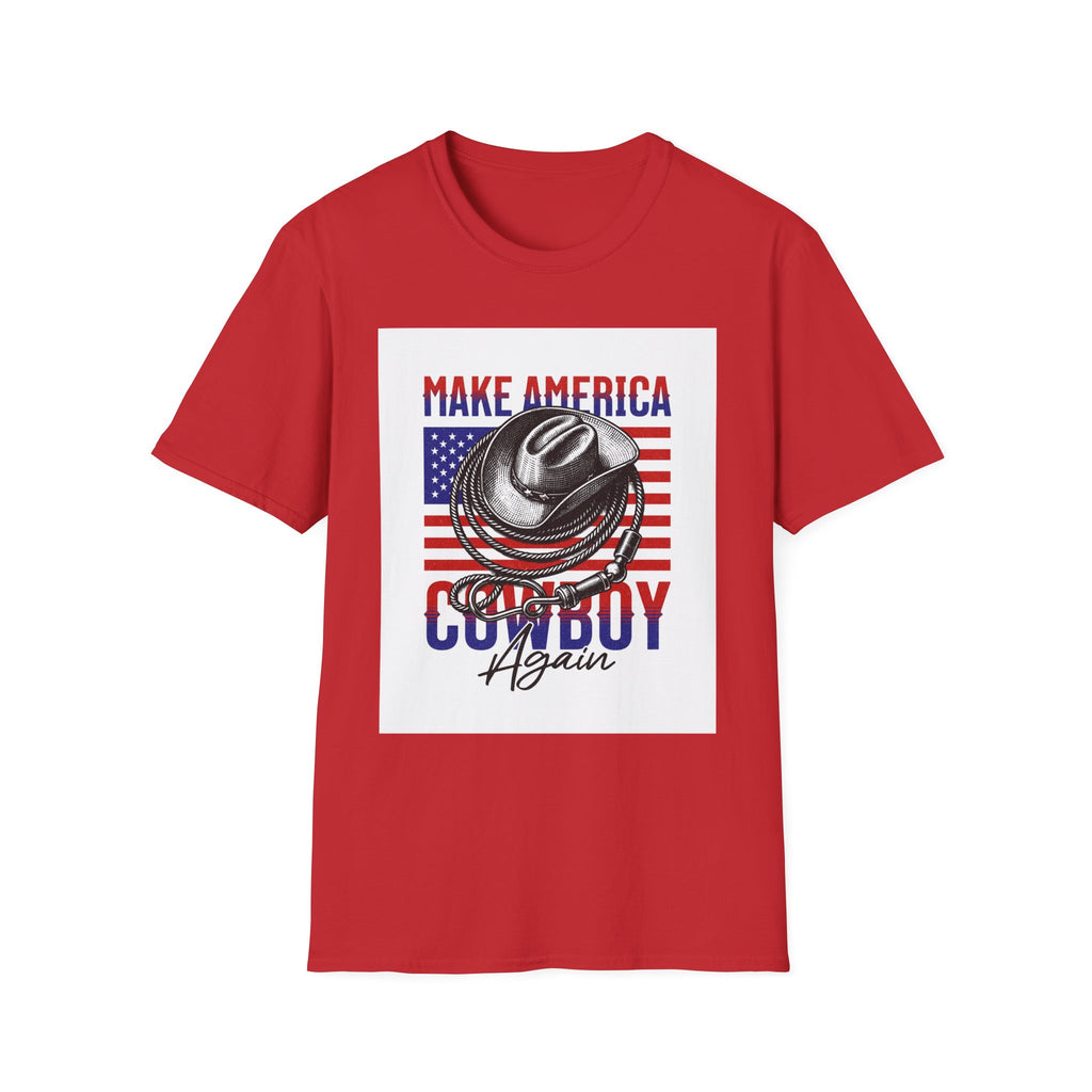 Make America Cowboy Again T-Shirt — Patriotic Western Flag Tee