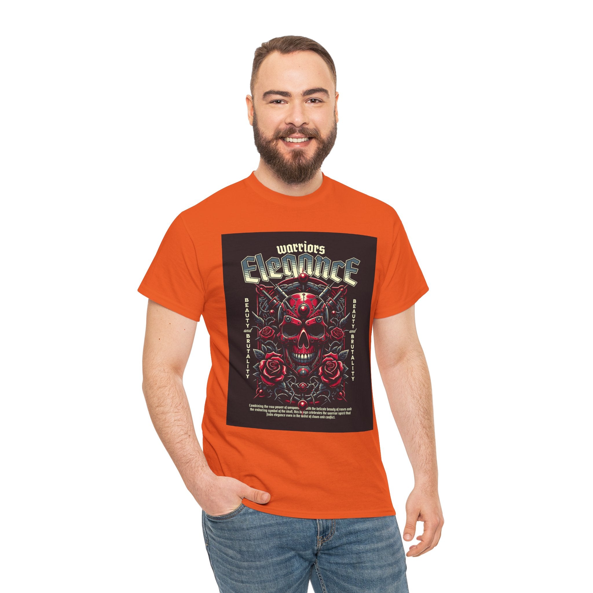 Warriors Electric Skull T‑Shirt — Red Skull & Roses Rock Graphic Tee