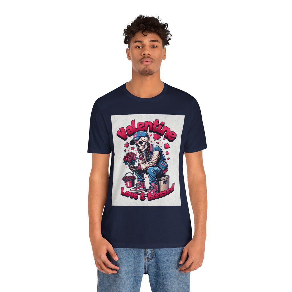 Valentine Skull T-Shirt – "Love & Blessed" Gothic Valentine Tee