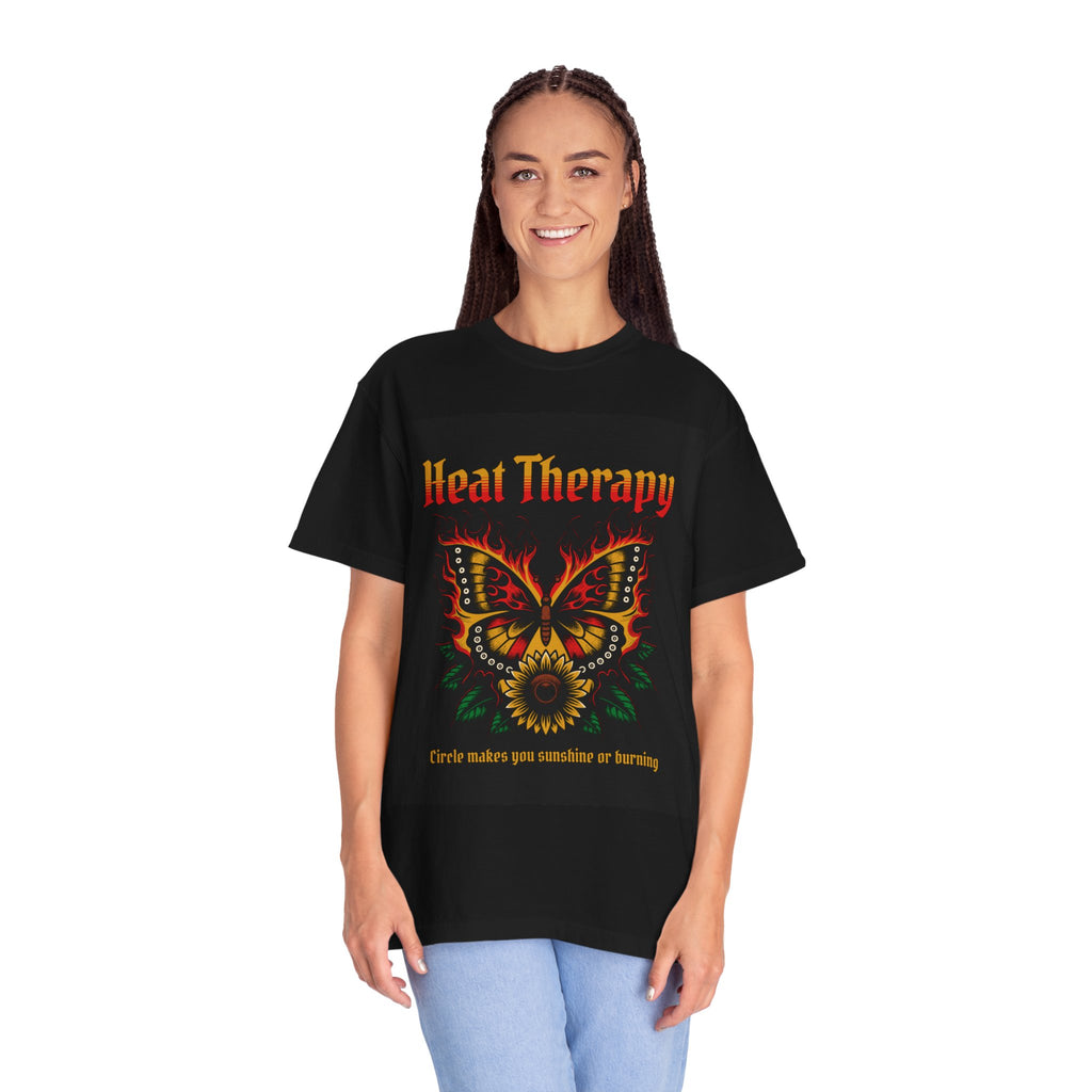 Heat Therapy Butterfly T-Shirt — Retro Floral Sunflower Design