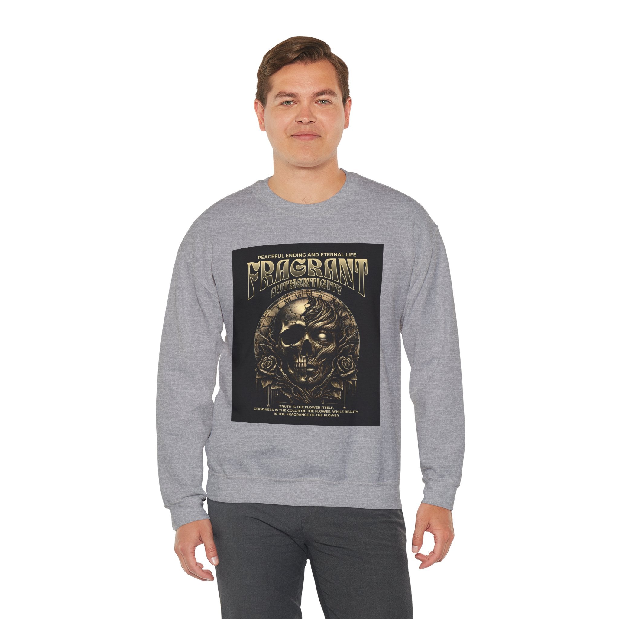 Skull & Roses Crewneck Sweatshirt — “Decrepit” Gothic Graphic