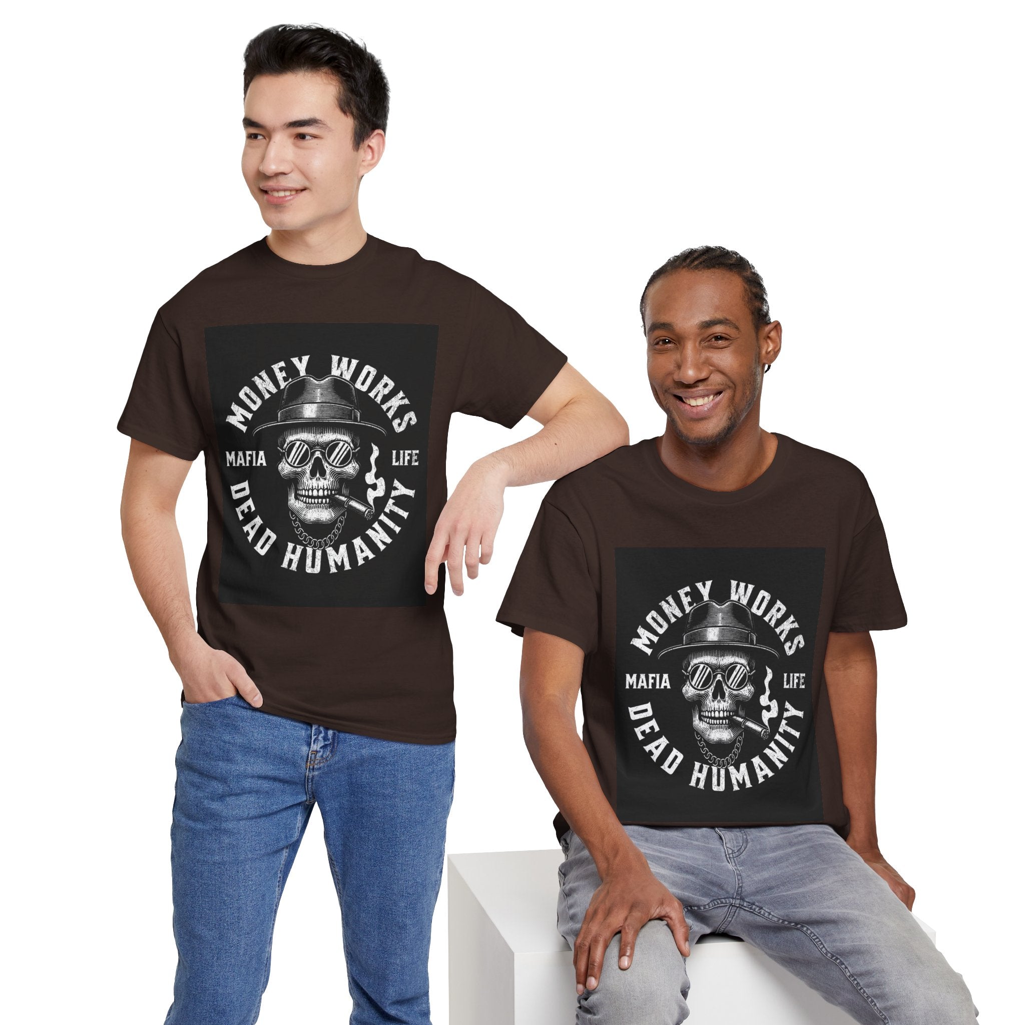 Money Works Dead Humanity Skull Tee