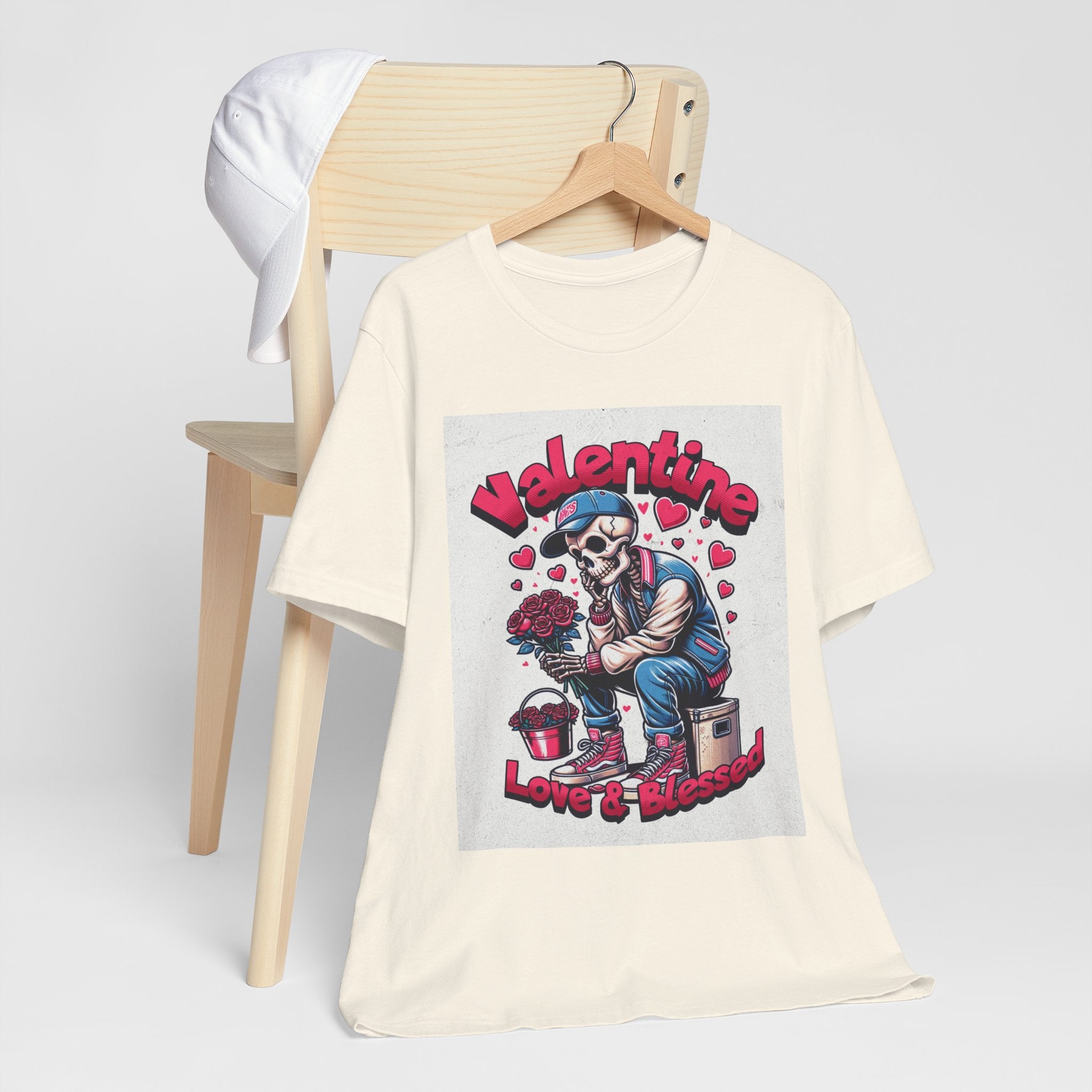 Valentine Skull T-Shirt – "Love & Blessed" Gothic Valentine Tee
