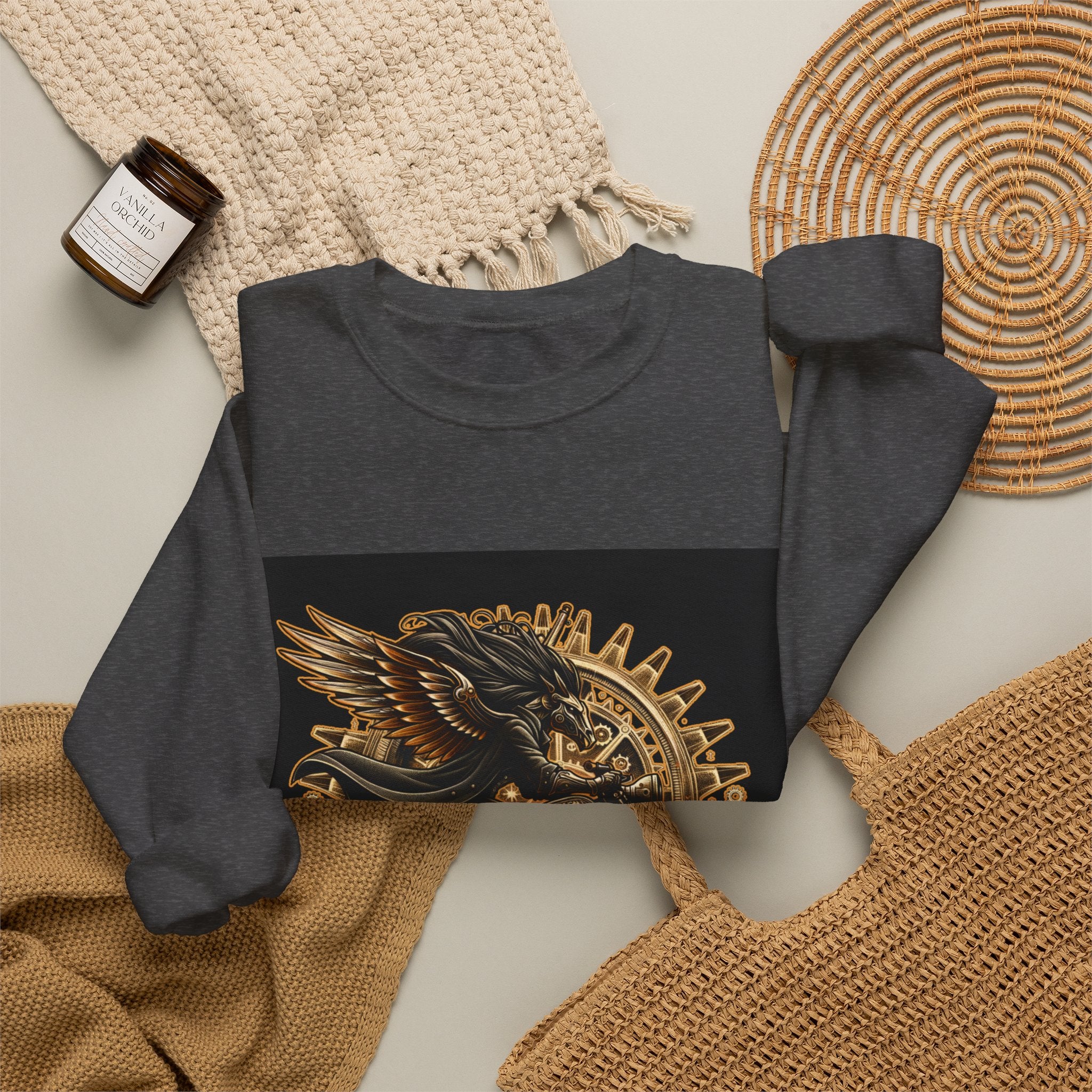 Motorcycle Eagle Crewneck Sweatshirt – "Liberty Rider" Vintage Biker Graphic