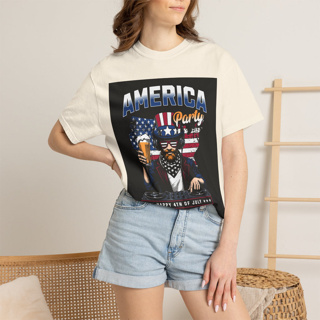 America Party T-Shirt — Cheers to Freedom 4th of July Patriotic Tee
