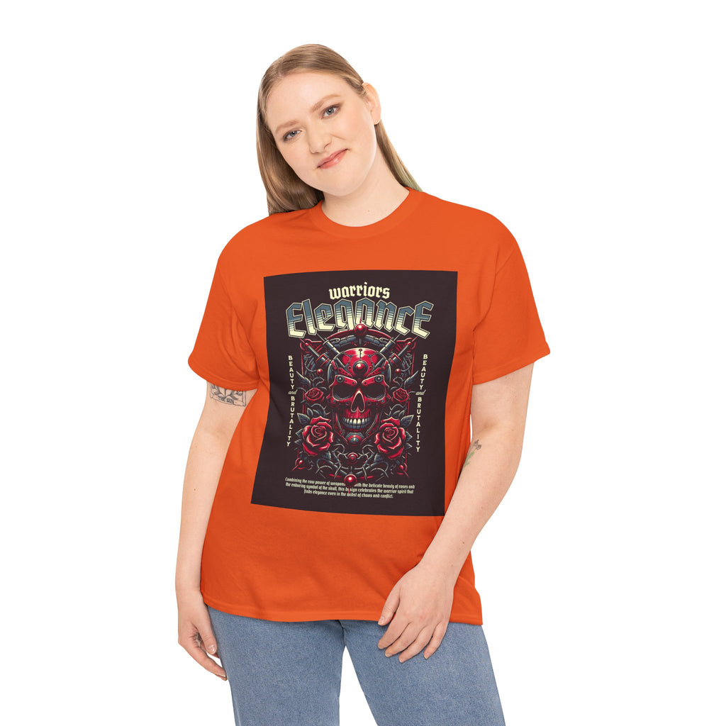 Warriors Electric Skull T‑Shirt — Red Skull & Roses Rock Graphic Tee
