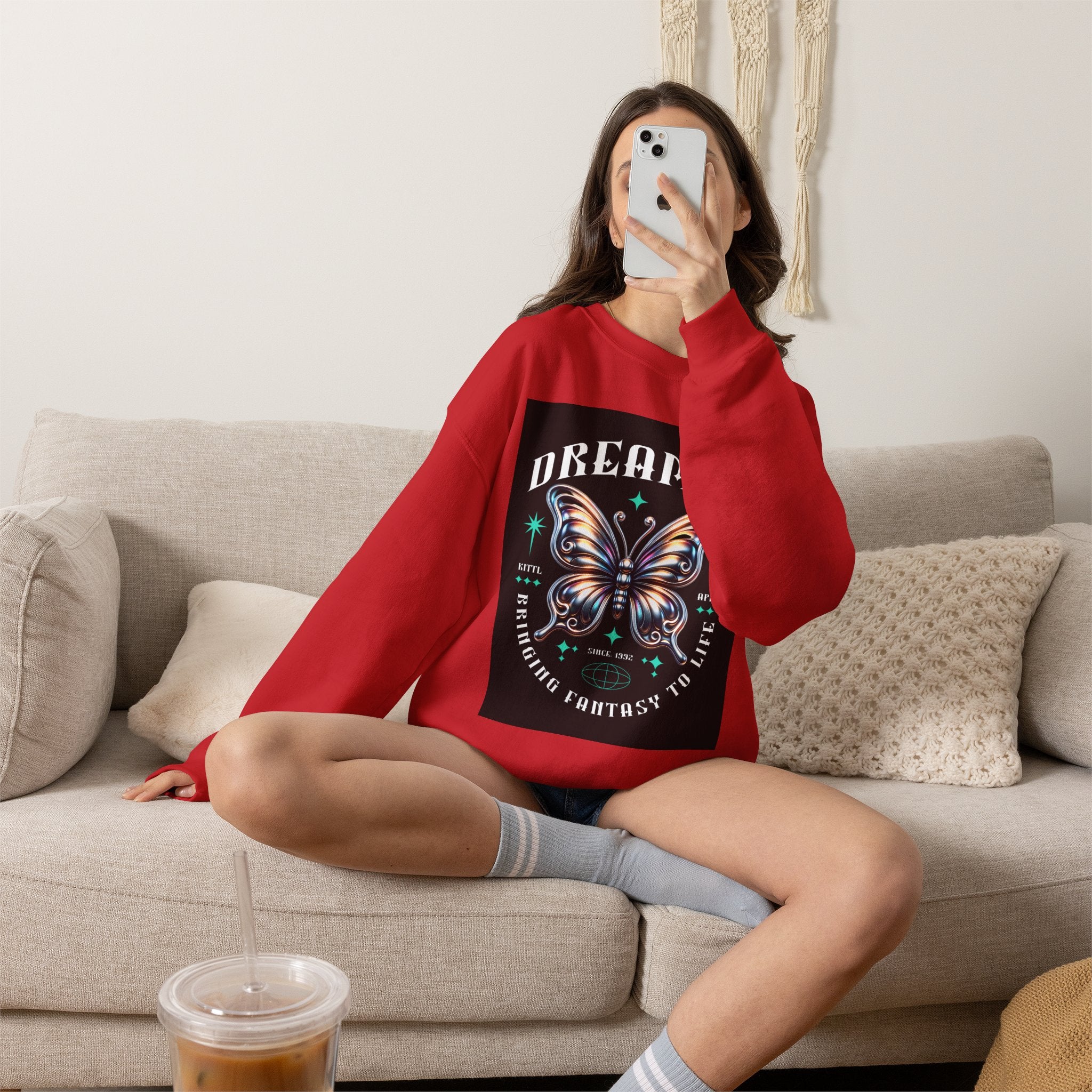 Dreamer Butterfly Crewneck Sweatshirt — Inspiring 'Dreamer' Graphic Pullover