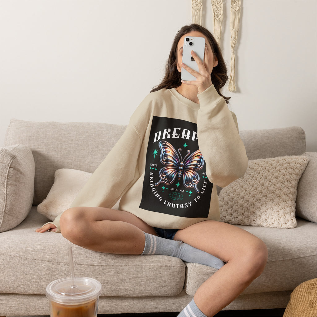 Dreamer Butterfly Crewneck Sweatshirt — Inspiring 'Dreamer' Graphic Pullover
