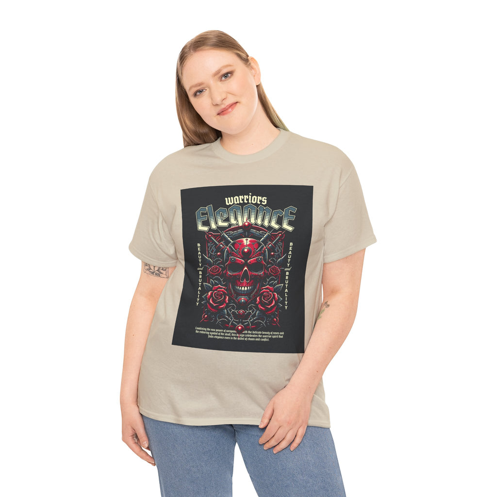 Warriors Electric Skull T‑Shirt — Red Skull & Roses Rock Graphic Tee