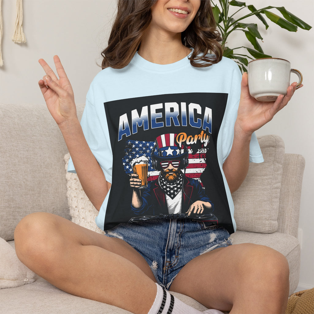 America Party T-Shirt — Cheers to Freedom 4th of July Patriotic Tee
