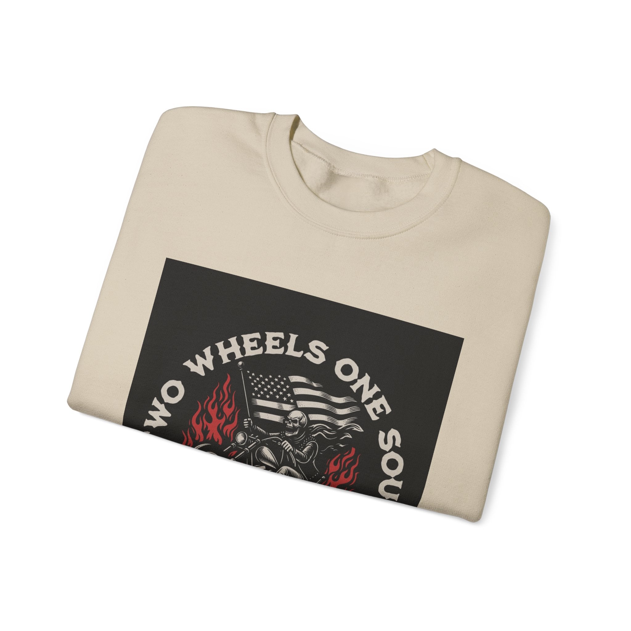 Motorcycle Crewneck Sweatshirt - "Two Wheels One Soul" Vintage Bike Graphic