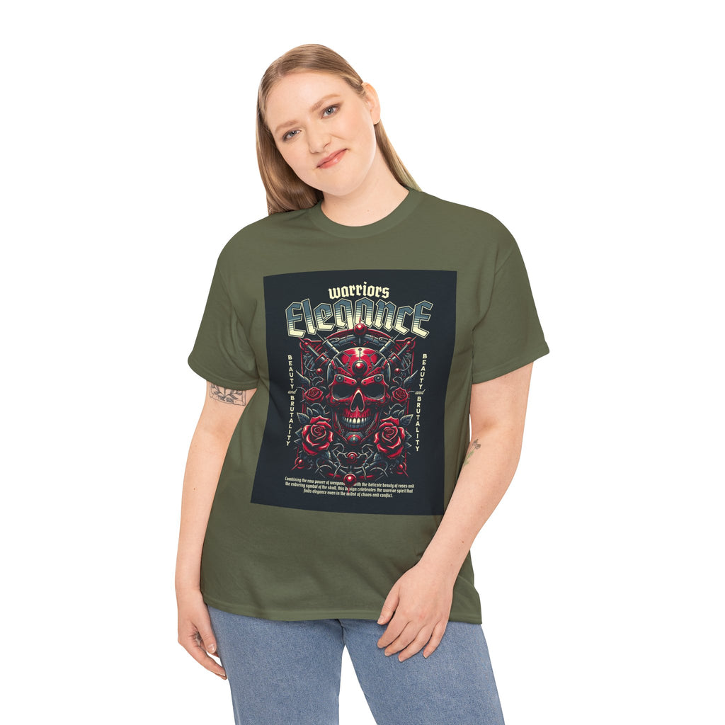 Warriors Electric Skull T‑Shirt — Red Skull & Roses Rock Graphic Tee