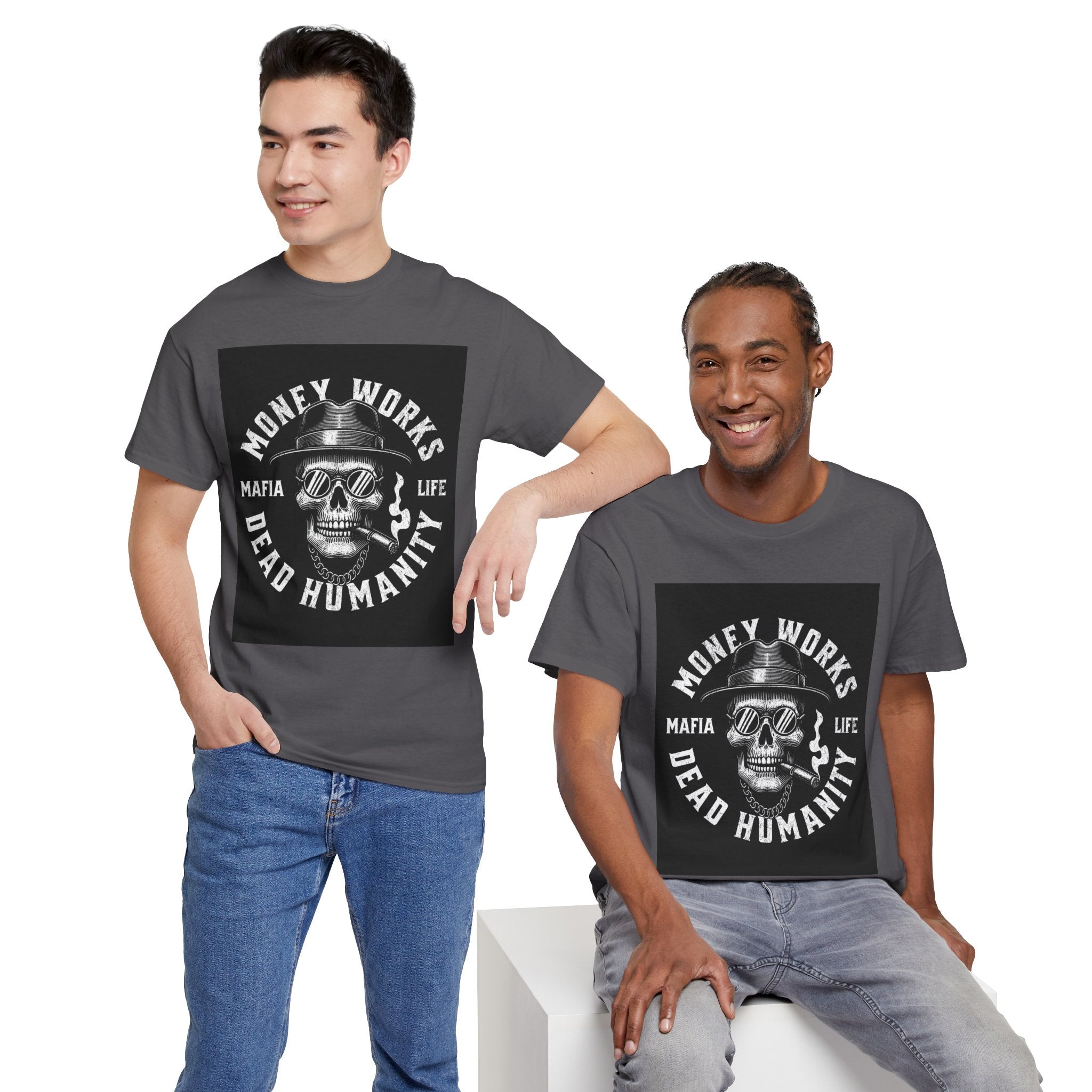 Money Works Dead Humanity Skull Tee